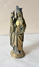 Antique St Anne De Beaupre Holding Virgin Mary Gold-Tone Statue Figurine France picture