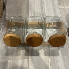 Vintage Glass Canister Set With Caddy  picture