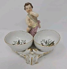Antique Figural KPM Double Salt Dish, Hand Painted, Cherub picture