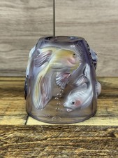 Fenton Koi Fish Atlantis Fairy Lamp Top Only Signed C Curry Purple Amethyst picture