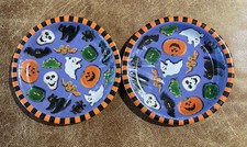 2 VTG Packages Of 8 HALLMARK Halloween Ghost Pumpkin Black Cat+ 7” Paper Plates picture