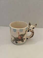 Vtg Child’s Ceramic Carousel Milk Cup Mug W/ Circus Animals “ALL GONE” picture