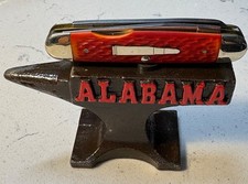 Alabama Roll Tide Cast Iron Mini Anvil KNIFE Display Paperweight Raised Letters picture