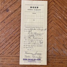 1944 Antique Deed General Warranty Kiowa Kansas picture