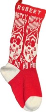 Vintage Gee Bee Knit 100% Wool Christmas Stocking Ho Ho Ho Santa ROBERT Red picture