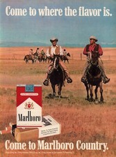 Come To Marloboro Country Cowboys Horses Vintage Print Ad 1972 picture