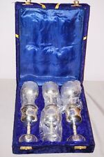 EPNS India Silver Plated Engraved Floral Cordial Mini Goblets Barware lot of 6 picture