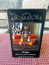 Pier 1 Imports Halloween Blown Art Glass Mini Tree with 12 Ornaments 5.5” - NEW picture