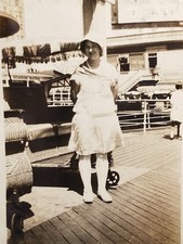 Woman on Boardwalk, Seaside Baths Vintage Black & White Portrait Photograph (D) picture