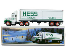 Vintage 1987 Hess 18 Wheeler Toy Truck with Oil Barrels Original Box picture