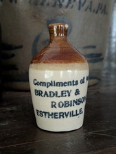Bradley Robinson Estherville Iowa Advertising Mini Stoneware Jug Not Red Wing picture