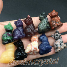 5pcs Mix Natural Cat Carved Quartz Crystal Skull Sculptures Gift 1 inches picture