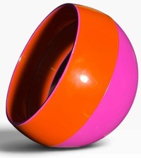 VTG MCM Orange Pink Round Orb Vanity Table Ball Mirror GO Round Space Age Sphere picture