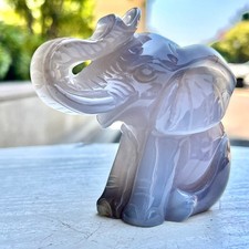 296G Natural high-grade crystal agate hand carved elephant spiritual energy picture