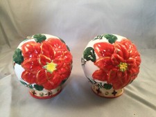 Vintage Set of Poinsettia Salt and Pepper Shakers picture