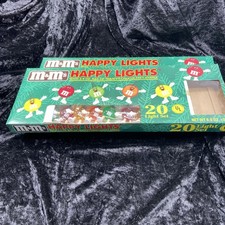 Vintage M&M's Happy Christmas Light 2 Sets 20 Bulbs Multicolor Tree Lights -1996 picture