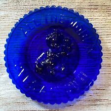 Mosser Art Glass “ All The World Loves A Clown “ Cup Plate In Cobalt Blue 3.5” picture