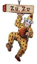 ZUZU GINGER SNAPS - CLOWN - BISCUIT * Glitter CHRISTMAS ORNAMENT * Vtg Img picture