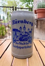 Original Third Reich Stoneware Beer Stein Nuremberg Nürnberg NS Party Rally VG picture