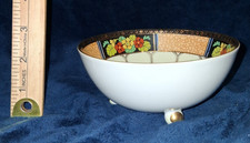 Antique Noritake Hand Painted Green M Wreath Floral Gold 3-Footed Bowl 1920s picture