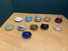 Lot of 11 Vintage Mini Hen on Nest Glass Salt Cellars Mixed Colors 2.5” picture
