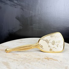 Vintage Gold Tone Vanity Hair Brush Floral Cream Hollywood Regency Ornate 1930’s picture