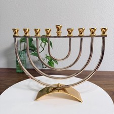 Korem Original 24kt Gold and Silver-Plated Menorah Vintage picture