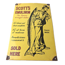 Vintage Scott's Emulsion Sign - Doctor Drug Store Porcelain Gas Pump Sign picture