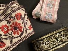 3+ Yards VTG Woven Fashiondex Jacquard Emb Trim Ribbon Lot Metallic Sewing Craft picture