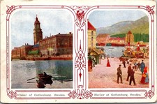 Canal Of Gothenburg & Harbor At Gothenburg Sweden Vintage Postcard TP11-22 picture