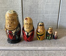 Vintage Soviet Leaders Nesting Dolls Matryoshka Russian Hand Painted 5 Piece picture