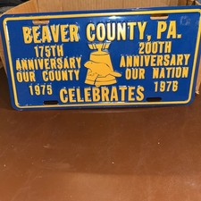 Beaver County PA 175 and 200th Anniversary Celebration Collectors License Plate picture
