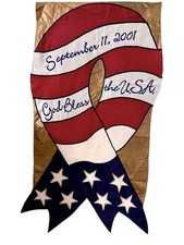 Vintage September 11 2001 USA Flag God Bless The USA STITCHED RARE 45.5” x 24.5” picture