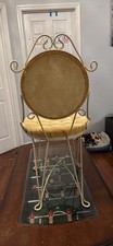 Vintage 1950s Yellow Upholstered Vanity Boudoir Chair By Teena picture