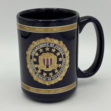 FBI Federal Bureau Investigation Heraldry Mug Department Justice Navy Gold picture