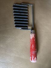 VINTAGE CORRUGATED CHOPPER SLICER  With Red Wood Handle 6.5” Mid-Century picture