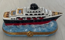 Vintage Artoria Limoges Enamel Cruise Ship Trinket or Pill Box with Life Saver picture
