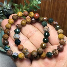 2Pcs Wholesal Natural Ocean Jasper  bracelets Crystal ball sphere facet 8mm 7687 picture