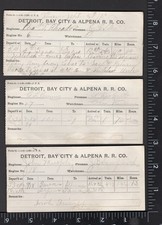 (3) 1901 DETROIT~BAY CITY & ALPENA RAILROAD RAILWAY RR LOG USED RECEIPTS  C521 picture