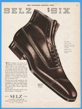 1922 SELZ Six Leather SHOES 1920's Mens Fashion Style Footwear Ad picture