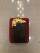 Vtg 1973 Zippo Sculpture Series Horse Head Emblem Black Matte Lighter with Box picture