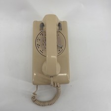 Vintage 1984 ITT Beige Rotary Dial Wall Phone 554 Retro Landline Telephone picture