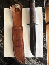 KA-BAR USMC KABAR 7” Fixed Blade Knife w/ Leather Sheath Olean, NY picture