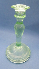 Vintage Candle Stick Holder Green Vaseline Glass picture
