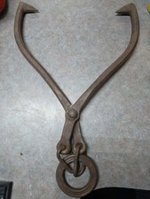 Large VINTAGE STEEL LOGGER LOG TONGS METAL HOOK  A.l.t.c.o. picture