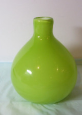 Vintage? Lime Green Gourd Shaped Art Glass Vase-Lined w/ White- 7
