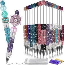 45 Pcs Full Rhinestone Beadable Pens Bulk Set 15 Glitter Diamond Pens with Ca... picture