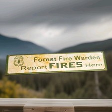 Vintage US Forest Service Porcelain Sign Forest Fire Warden Smokey USFS 30