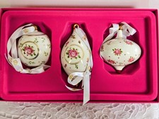 3 Royal Albert Old Country Roses Christmas Ornaments New In Box picture