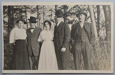 c.1910 RPPC Five Adults Family Group Portrait Outdoors Real Photo Postcard picture